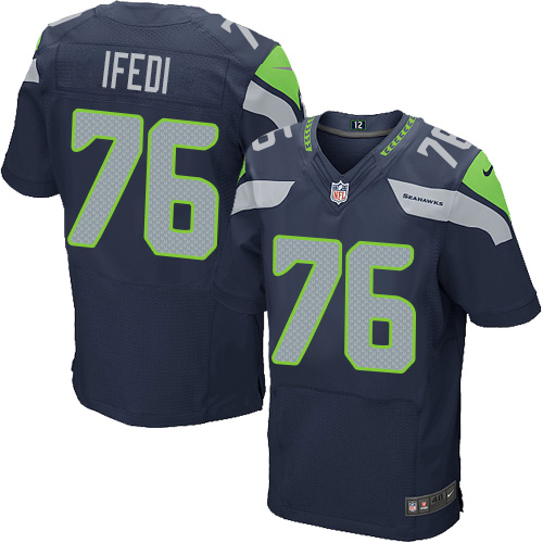 Men's Elite Germain Ifedi Nike Jersey Navy Blue Home - #76 NFL Seattle Seahawks